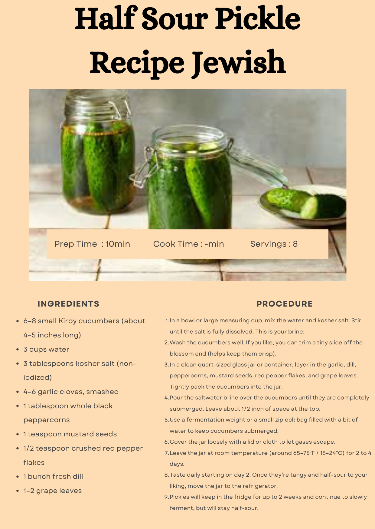 Half Sour Pickle Recipe Jewish - Recipe Royale