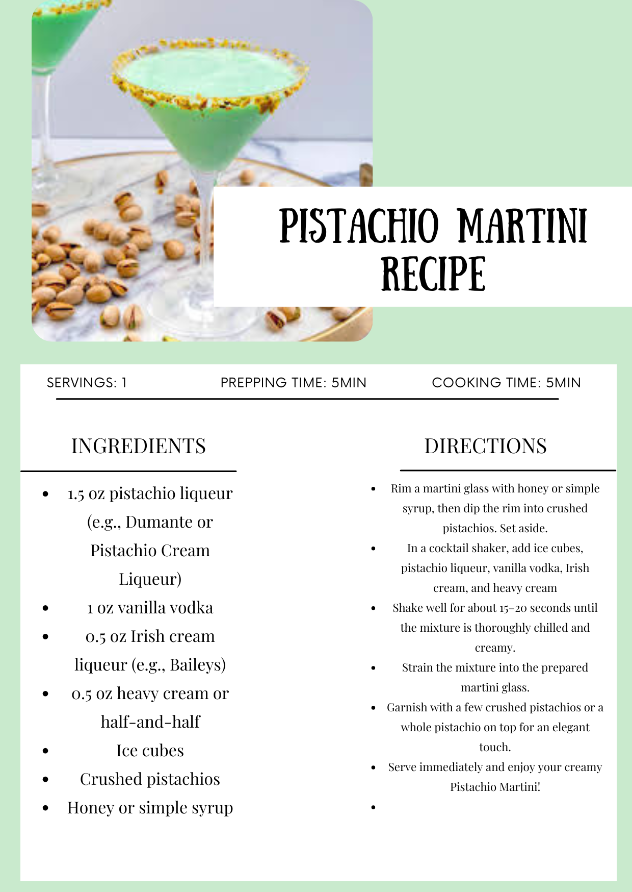 Pistachio Martini Recipe - Recipe Royale
